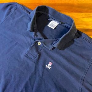 Psycho Bunny L Large navy blue polo shirt EUC